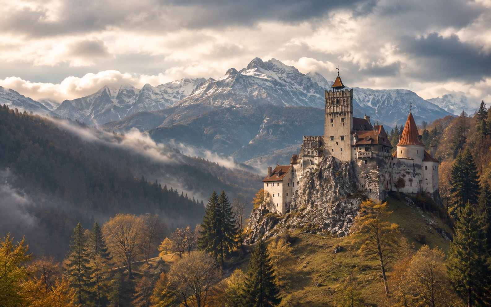 Bran Castle in the Carpathian landscape